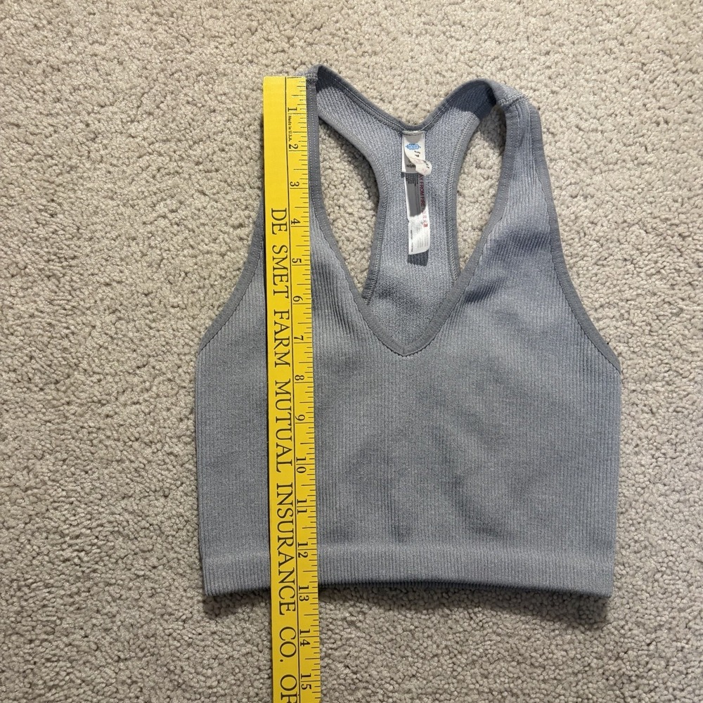 Free People Movement Free Throw Crop Bra Top Gray Blue Small Ribbed - Picture 6 of 7